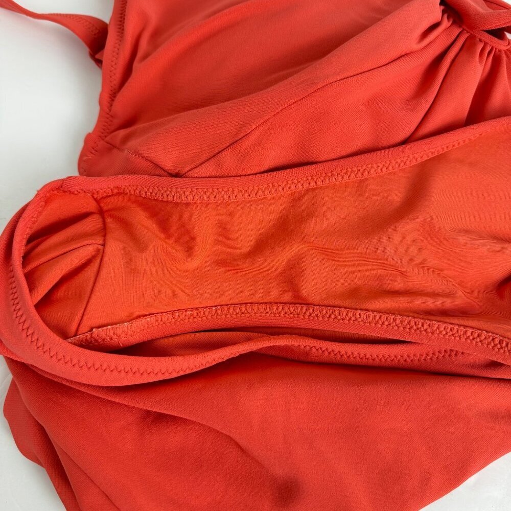 Robin Piccone Ava Knot One Piece Swimsuit Sz 12 Coral Pink Matte Jersey EUC - Picture 7 of 10